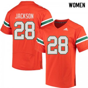Womens Michael Jackson Orange Hurricanes #28 NCAA Jersey