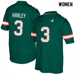 Women's Mike Harley Green University of Miami #3 Player Jerseys