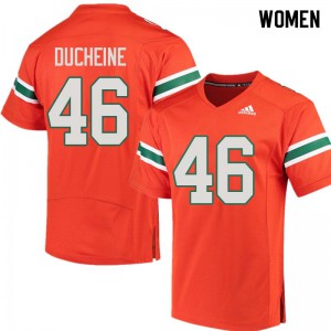 Women's Nicholas Ducheine Orange Miami Hurricanes #46 Embroidery Jersey