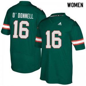 Women Pat O'Donnell Green Miami #16 NCAA Jersey