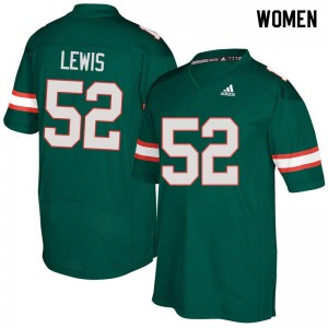 Womens Ray Lewis Green Miami #52 Football Jersey