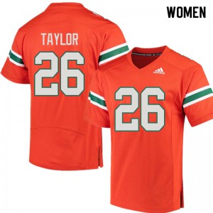Women Sean Taylor Orange Miami Hurricanes #26 Official Jersey