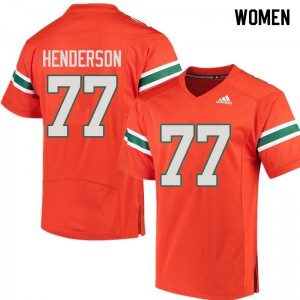 Women Seantrel Henderson Orange University of Miami #77 Player Jersey