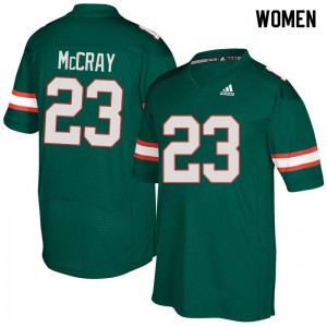 Women's Terry McCray Green University of Miami #23 Embroidery Jersey