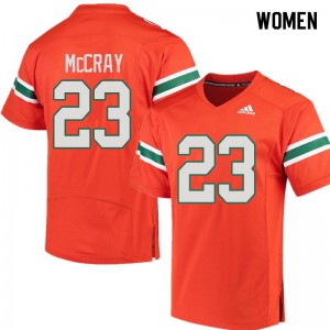 Women Terry McCray Orange Miami Hurricanes #23 University Jerseys