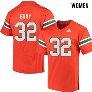 Women's Trayone Gray Orange Miami #32 NCAA Jerseys