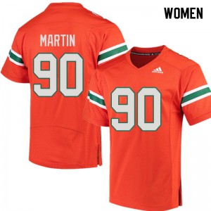 Womens Tyreic Martin Orange University of Miami #90 Player Jerseys