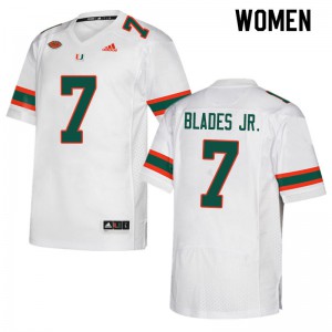Womens Al Blades Jr. White Hurricanes #7 Football Jersey