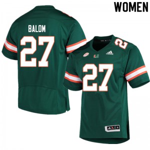 Women Brian Balom Green Miami Hurricanes #27 University Jersey