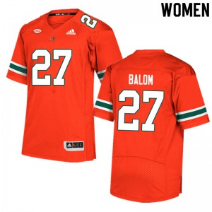 Women Brian Balom Orange Hurricanes #27 Official Jerseys