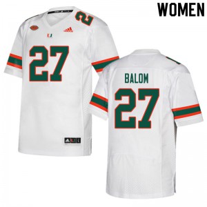 Womens Brian Balom White University of Miami #27 Official Jerseys