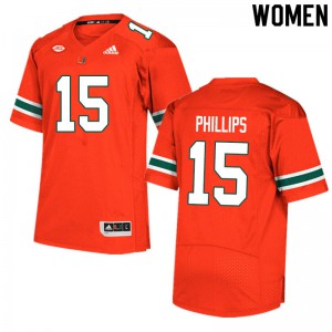 Womens Jaelan Phillips Orange University of Miami #15 Football Jerseys