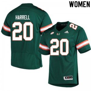 Women's Jalen Harrell Green Miami Hurricanes #20 College Jerseys