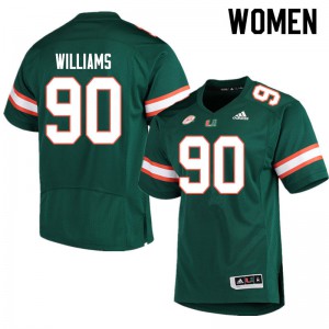 Womens Quentin Williams Green Miami #90 College Jersey