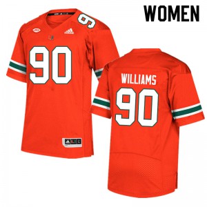 Womens Quentin Williams Orange University of Miami #90 Stitch Jersey