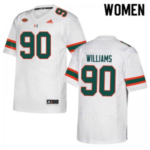 Womens Quentin Williams White Miami Hurricanes #90 High School Jerseys