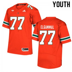 Youth Adam ElGammal Orange University of Miami #77 Football Jersey