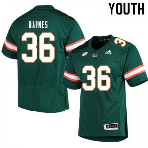 Youth Andrew Barnes Green Miami Hurricanes #36 Football Jerseys