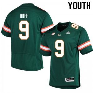 Youth Avery Huff Green University of Miami #9 Player Jerseys