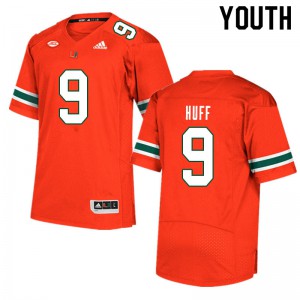 Youth Avery Huff Orange Miami #9 Stitch Jerseys