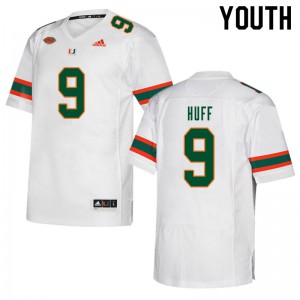 Youth Avery Huff White Miami Hurricanes #9 Alumni Jersey