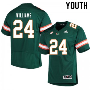 Youth Christian Williams Green Miami Hurricanes #24 College Jersey