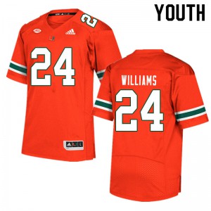 Youth Christian Williams Orange University of Miami #24 Alumni Jerseys
