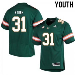 Youth Connor Byrne Green Miami Hurricanes #31 High School Jerseys