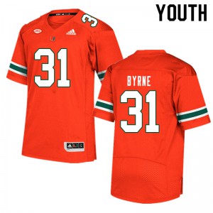 Youth Connor Byrne Orange Hurricanes #31 Stitch Jerseys