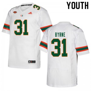 Youth Connor Byrne White Miami #31 University Jerseys