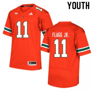 Youth Corey Flagg Jr. Orange University of Miami #11 Football Jersey