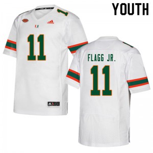 Youth Corey Flagg Jr. White University of Miami #11 Stitched Jerseys
