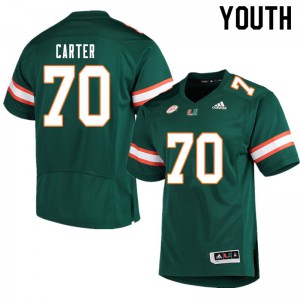 Youth Earnest Carter Green Hurricanes #70 Stitch Jersey