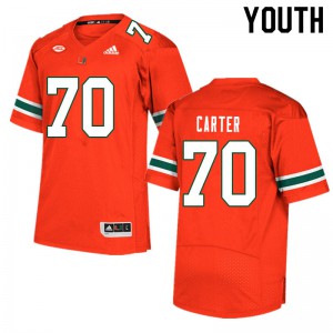 Youth Earnest Carter Orange Hurricanes #70 Stitched Jersey