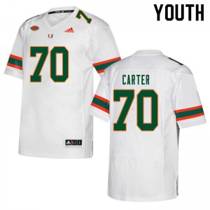 Youth Earnest Carter White Miami #70 Player Jersey