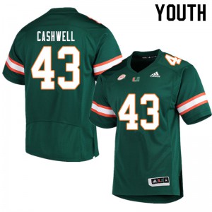 Youth Isaiah Cashwell Green University of Miami #43 Stitch Jersey