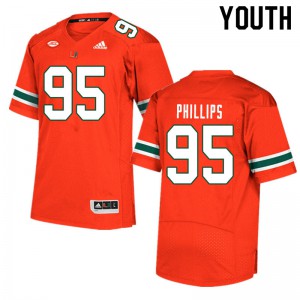 Youth Jaelan Phillips Orange University of Miami #95 Stitched Jerseys
