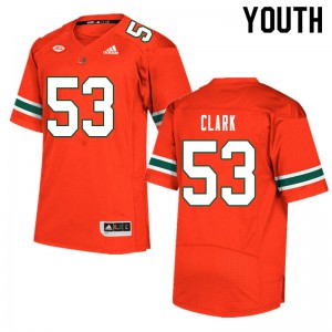 Youth Jakai Clark Orange Miami Hurricanes #53 NCAA Jersey