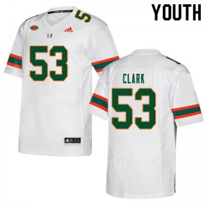 Youth Jakai Clark White Miami #53 Official Jersey
