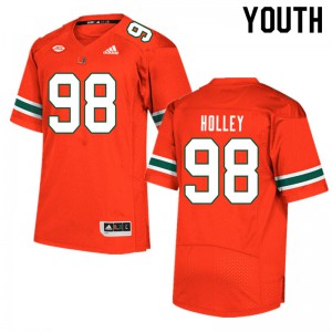 Youth Jalar Holley Orange University of Miami #98 Stitch Jerseys