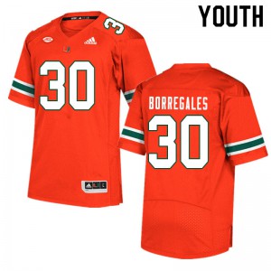 Youth Jose Borregales Orange Miami Hurricanes #30 Football Jersey