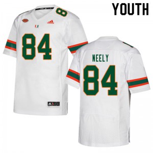 Youth Josh Neely White University of Miami #84 Stitch Jersey