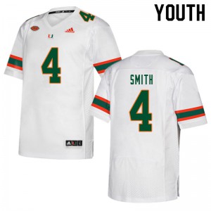 Youth Keontra Smith White Miami Hurricanes #4 Embroidery Jerseys