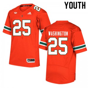 Youth Keshawn Washington Orange Hurricanes #25 Official Jersey