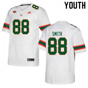 Youth Keyshawn Smith White Miami Hurricanes #88 Official Jersey