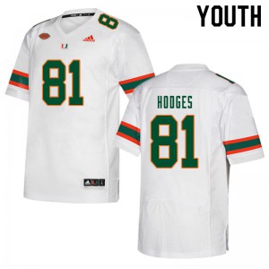 Youth Larry Hodges White Miami Hurricanes #81 Stitched Jersey