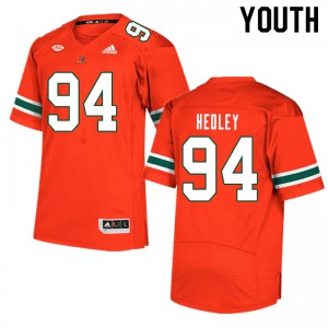 Youth Lou Hedley Orange Miami #94 College Jersey