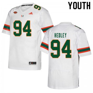 Youth Lou Hedley White Hurricanes #94 College Jerseys