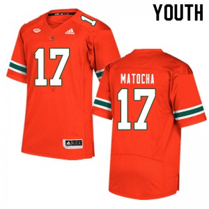 Youth Peyton Matocha Orange University of Miami #17 Player Jersey
