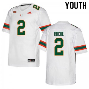Youth Quincy Roche White Miami Hurricanes #2 College Jerseys